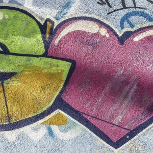 Heart Shape Graffiti Print on Wall