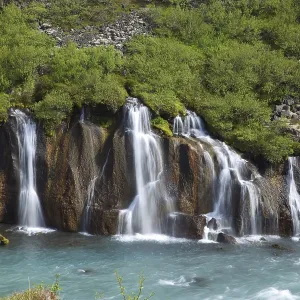 Hraunfossar Waterfall Print, Iceland Hraunfossar Waterfall Print, Iceland