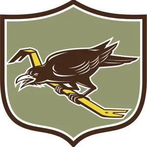 Retro Style Crow Print with Shield Crest Retro Style Crow Print with Shield Crest