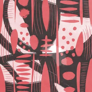 Esta imagen presenta un diseño abstracto y minimalista compuesto de formas y patrones rojos y negros. Esta imagen presenta un diseño abstracto y minimalista compuesto de formas y patrones rojos y negros.