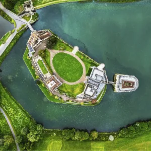 Top Down Print of Leeds Castle from a Drone, Kent, England Top Down Print of Leeds Castle from a Drone, Kent, England
