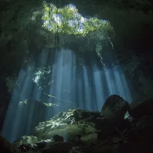 Cave of light from the cave ceiling Cave of light from the cave ceiling
