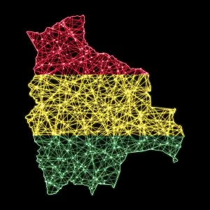 Mapa de Bolivia, Mapa con malla poligonal lineal, mapa de bandera. Mapa de Bolivia, Mapa con malla poligonal lineal, mapa de bandera.