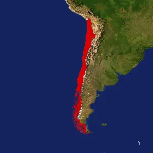 Chile Map Print with Red Highlight Chile Map Print with Red Highlight