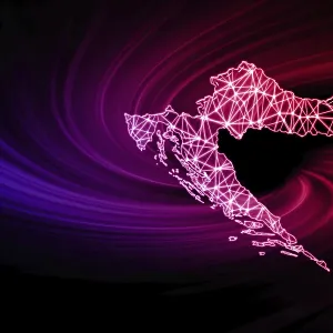Print of Modern Polygonal Mesh Line Map of Croatia Print of Modern Polygonal Mesh Line Map of Croatia