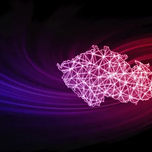 Modern Map of Czech Republic Print, Polygonal Mesh Line
