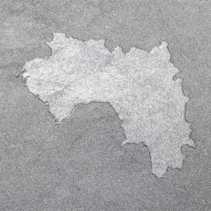 Map of Guinea, Silver Background Print
