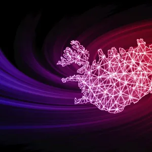 Iceland Polygonal Mesh Line Map Print
