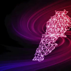 Map of Lebanon, Polygonal Mesh Line Print Map of Lebanon, Polygonal Mesh Line Print