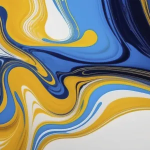Modern Abstract Print with Blue and Yellow Fluid Lines Modern Abstract Print with Blue and Yellow Fluid Lines