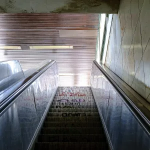 Old Graffiti Escalator Print, Berlin Subway Station