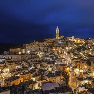 The Old Town Centre of Matera at Night Print The Old Town Centre of Matera at Night Print