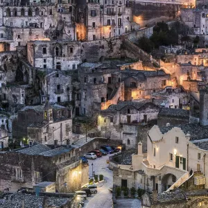 Matera Old Town District Print at Dusk, Italy Matera Old Town District Print at Dusk, Italy