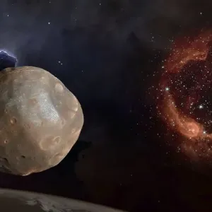 Fantasy composition of Phobos, the satellite of Mars Fantasy composition of Phobos, the satellite of Mars