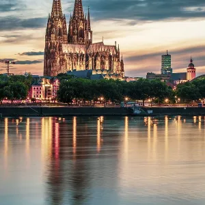 Panoramic Night View of Cologne Cathedral Print, Germany Panoramic Night View of Cologne Cathedral Print, Germany
