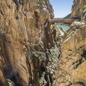 Print of Steep Cliffs and Mountain River in Spain Print of Steep Cliffs and Mountain River in Spain
