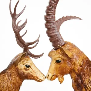 Print of Plastic Deer and Ibex Heads in Profile