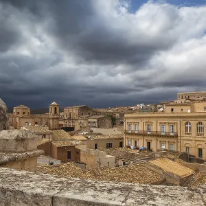 Print of Noto, Sicily Before Storm Above Rooftops