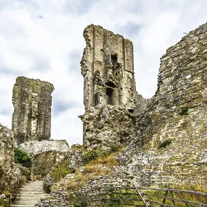 Ruins of Corfe Castle, Wareham Print, Dorset, England