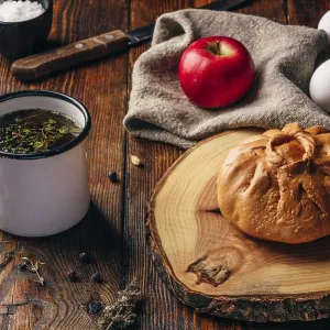 Rustic Breakfast Print with Tatar Pastry and Herbal Tea Rustic Breakfast Print with Tatar Pastry and Herbal Tea