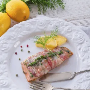Salmon in the Bacon Coat Print Salmon in the Bacon Coat Print