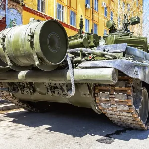 Samara, Russia - May 5 Print: T-72B3M Tank in Green Colors Samara, Russia - May 5 Print: T-72B3M Tank in Green Colors