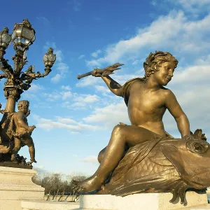 Statues in the Alexander III bridge Print, Paris, France Statues in the Alexander III bridge Print, Paris, France