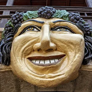Stone Mask Print: Smiling Face in Bolivian Architecture Stone Mask Print: Smiling Face in Bolivian Architecture