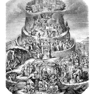 Vintage Print of Merian's Table of Life, 1844