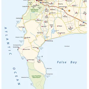 Vector Road Map Print of Cape Peninsula, South Africa Vector Road Map Print of Cape Peninsula, South Africa