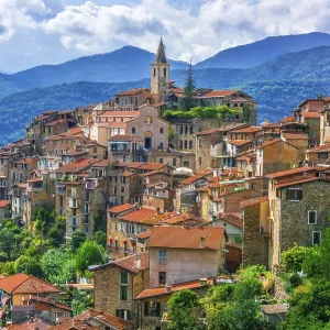 View of Apricale Print, Liguria, Italy