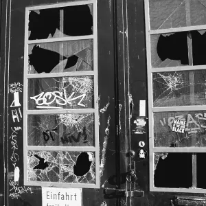Window with Graffiti Print