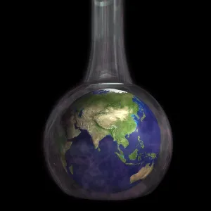 Earth in a Beaker Print: A Planet in Miniature