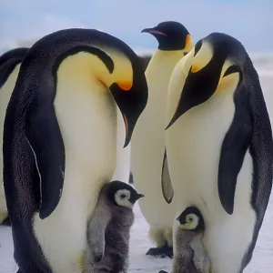 Emperor penguins with their chicks Emperor penguins with their chicks