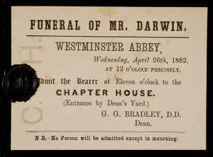 Drucke von DOWNS HAUUS, Kent. Einladung in das Abtei Westminster am 26.April 1882. Charles Darwin starb am 19.April 1882 Das Viktorianische Zeitalter Drucke: Einladung K 970 521