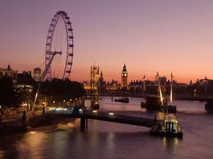 Themse Drucke: Die Luftschifffahrt am South Bank, London