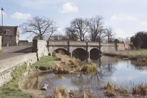 Cambridgeshire Drucke: Brücke über den Fluss Welland