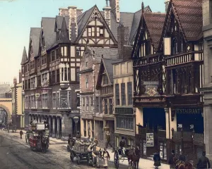 Drucke von Dieses Bild stammt aus einer Fotochromkarosserie-Druck von der Großen Westbahn im späten 19.Jhdt.. Die Ränge sind kontinuierliche halbstreifenholzböden Kunstwerke Und Dokumente Drucke: Die Reihen, Chester, 1890er Jahre
