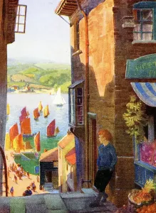 Drucke von Dieses Zeichnen von einer typischen Fischereistadt aus Cornwall stammt aus einem Souvenirbuch, das vom GWR zu Beginn der britischen Kaiserin-Exhibition im Jahr 1924 hergestellt wurde Kunstwerke Und Dokumente Drucke: Ein typischer Fischereistadt in Cornwall, 1924