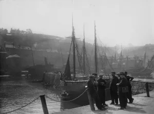 Brixhams Hafen, Devon, um 1930er Jahre