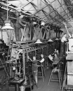 Drucke von Bau eines Sperrerahmens Ort Drucke: Lesungs-Signal-Works, September 1936