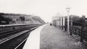 Drucke von Ein Blick auf die Plattform von Bittaford, Devon um das Jahr 1930er. Diese unbeführte Station wurde im Jahr 1907 vom Bittaford-Viadukt eröffnet und schloss sich bis zum Jahr 1959 ein Bahnhöfe In Devon Drucke: Bittaford Plattform, Devon um die 1930er Jahre
