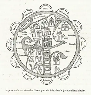 Old World Maps For Sale Drucke: 14th century World Map