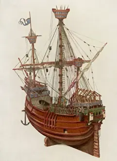 Medieval Sailing Vessels Drucke: 15th Century Carrack