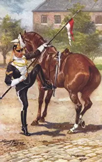 British Cavalry Drucke: 17th Lancers - Mounting