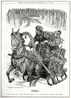 Drucke von Gefahr! Zar Nikolaus II kann nicht verstehen, dass die Duma Ruslands einzige Chance ist. Datum: 1906 Politik Drucke: Peril