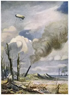 WWI Aviation Drucke: 1918 / Observation Balloon