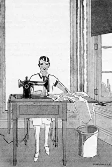 Vintage Costume Design Inspiration Drucke: 1920s sewing machine