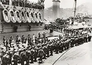 Erster Zug der Argyll und Sutherland-Highlanders auf dem Schiff Ceylon