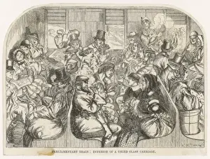 Victorian Era Rail Travel Drucke: 3rd Class Carriage / 1857